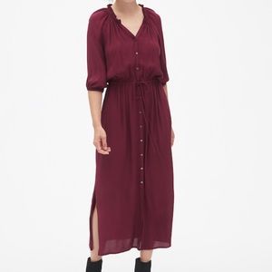 💙NWT Gap Perfect Tie-Waist Maxi Shirt Dress